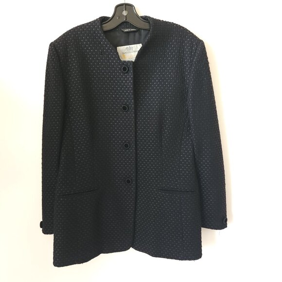 Vintage Jackets & Blazers - Vintage Aquascutum Black Wool Blend Textured Blazer